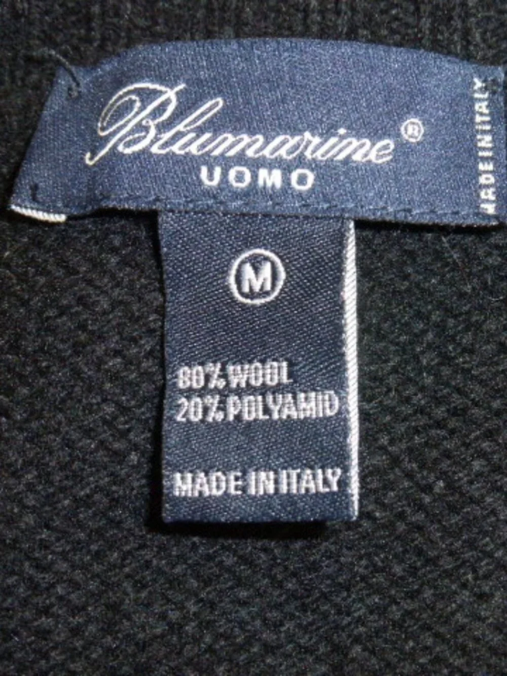 Blumarine  Oumo Italy navy blue cotton cable crew neck sweater XL